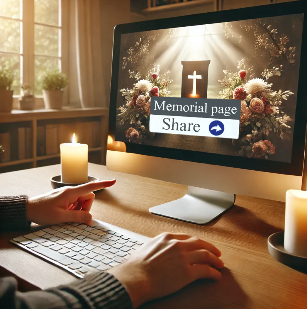 Share page with friends, so they can also leave their memories of deceased